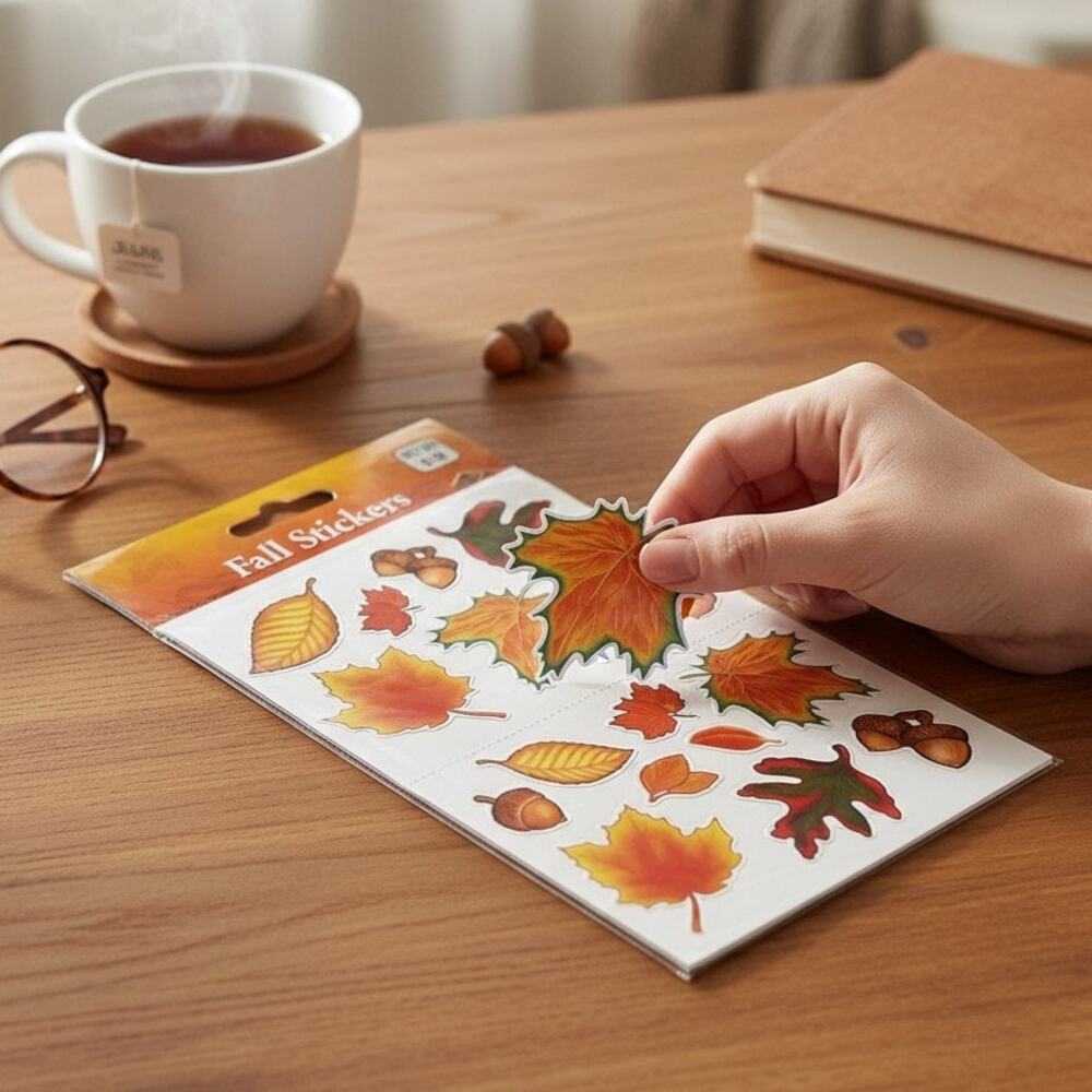 Vintage Beistle Creation Thanksgiving Stickers 3 Sheets Fall Leaves Acrons